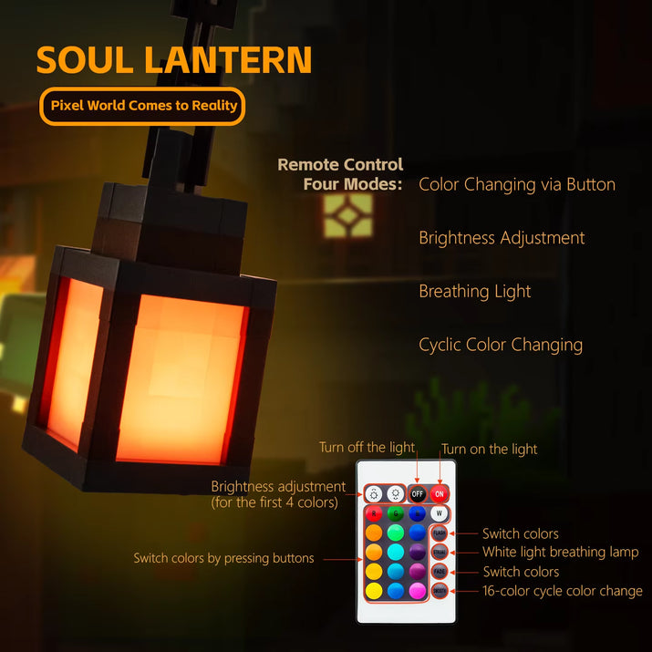Pixel Style Night Light Portable Lantern Tabletop Ornament 16 Colors Lantern DIY Interior Decoration Festival Atmosphere Light